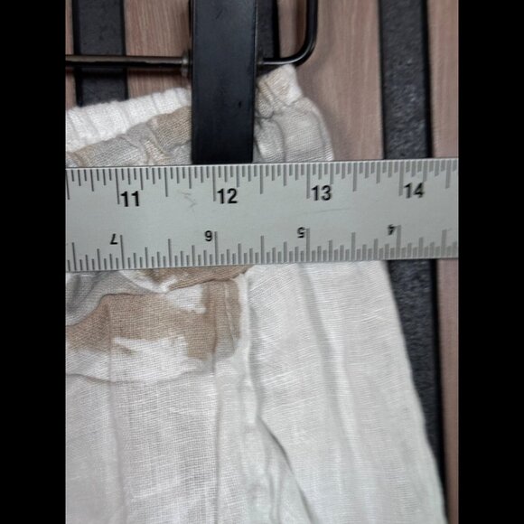 Venti6 Pants Small Womens White Floral Pull On Drawstring Frayed Flowy Relax Fit - Picture 3 of 8